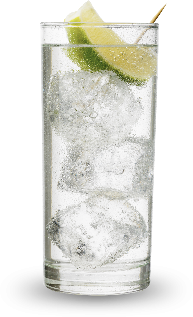 Bull Run and Soda in a highball glass with lime